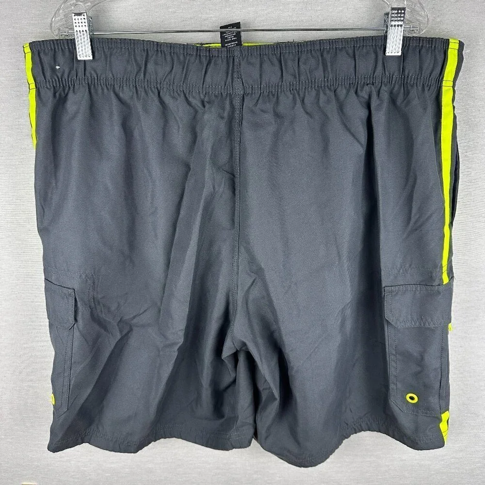 OCEAN PACIFIC OP LINED SWIM TRUNKS SHORTS MEN'S SIZE XL 40-42 GRAY GREEN NEON